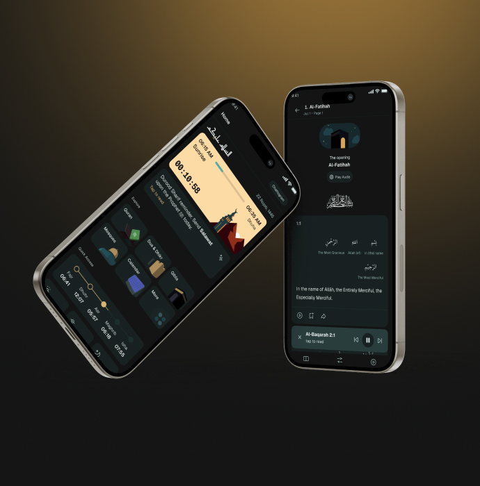 Sadiq home screen showing prayer times on a phone